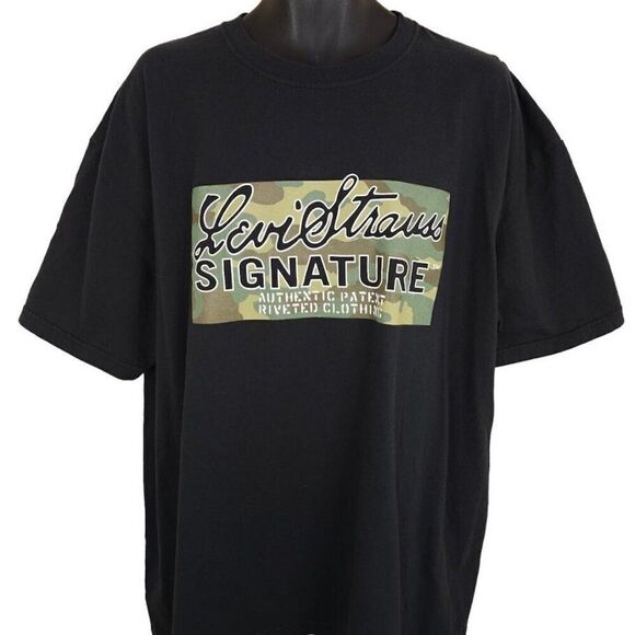Vintage Levis T Shirt Mens Size 2XL Black Y2K Levi Strauss & Co Signature - Picture 1 of 6